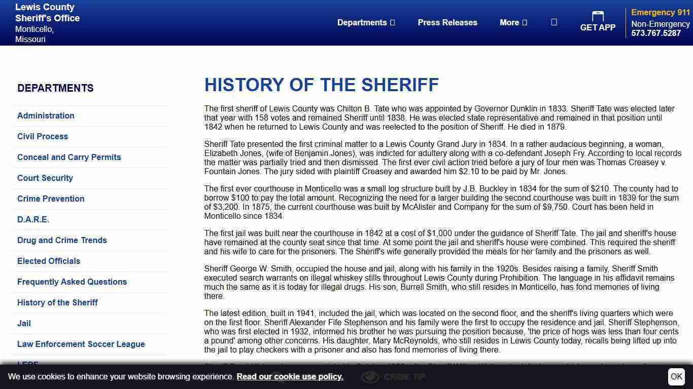 History of the Sheriff | Lewis County Sheriff