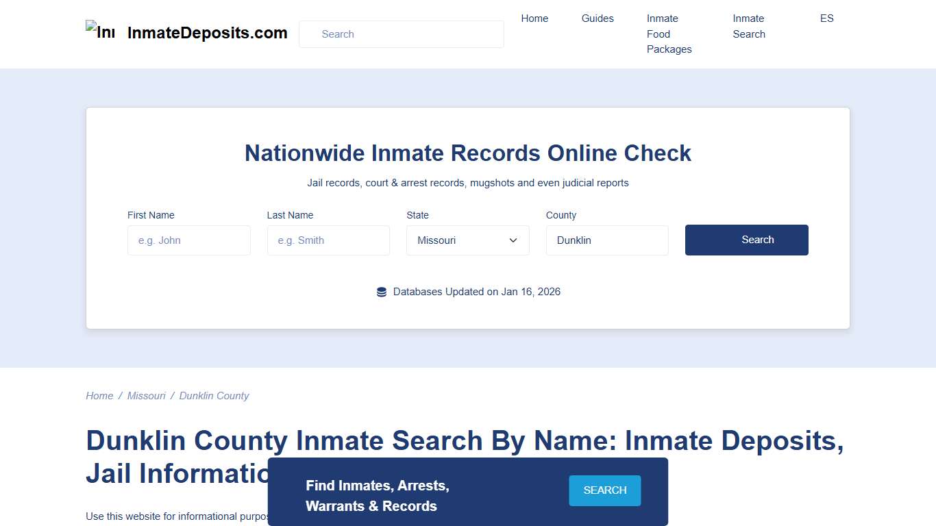 Dunklin County, MO Inmate Lookup, Inmate Deposits, Jail Info